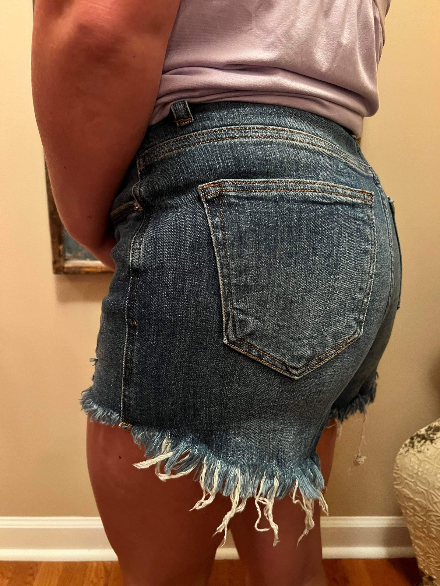 High Waist Distressed Raw Hem Jean Shorts