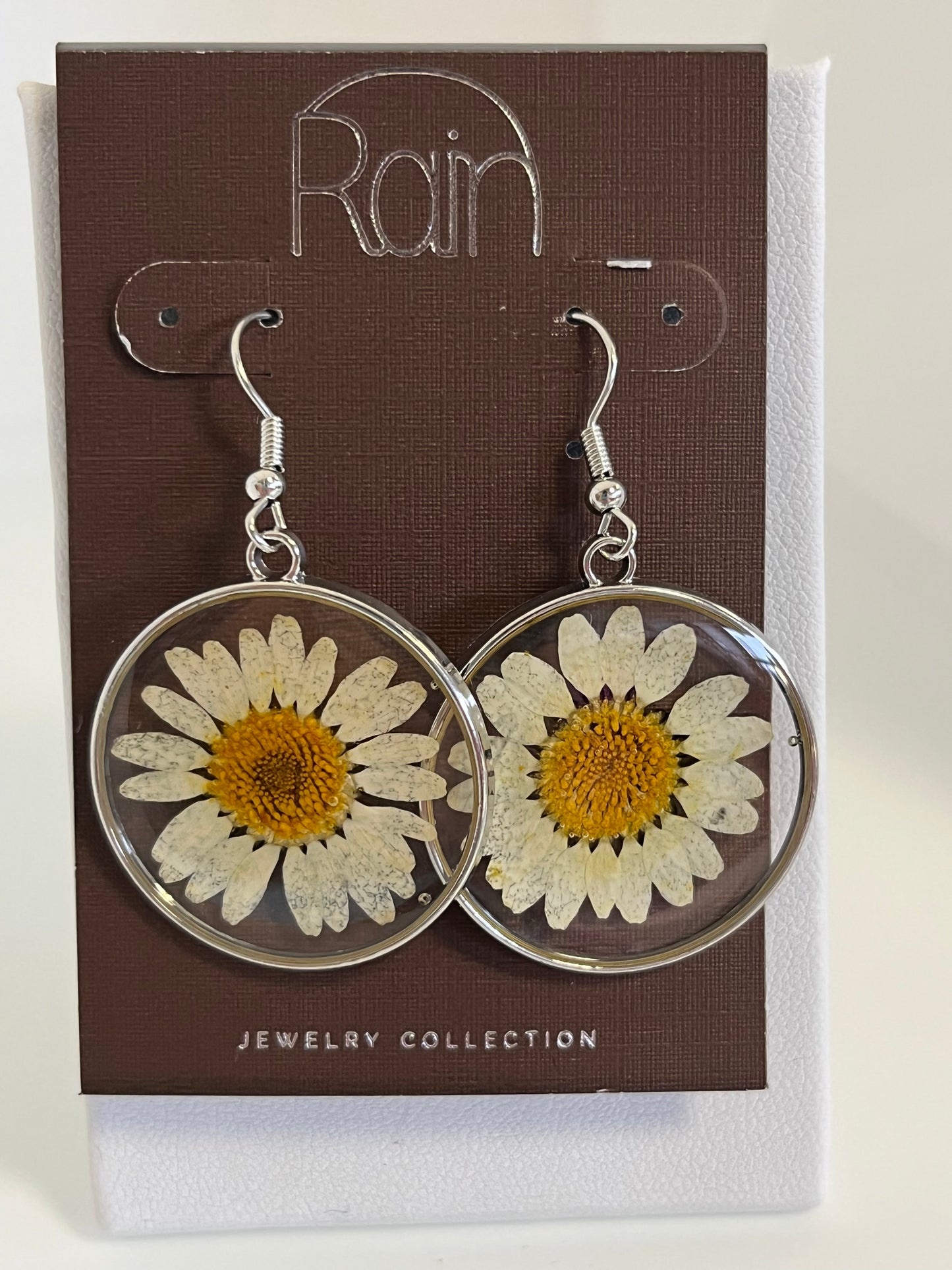 Pressed White Daisy Earring