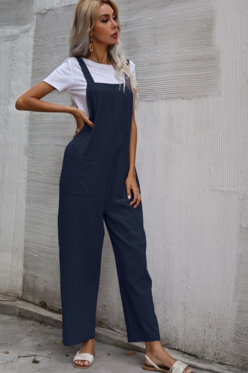 Wide Leg Overalls with Front Pockets