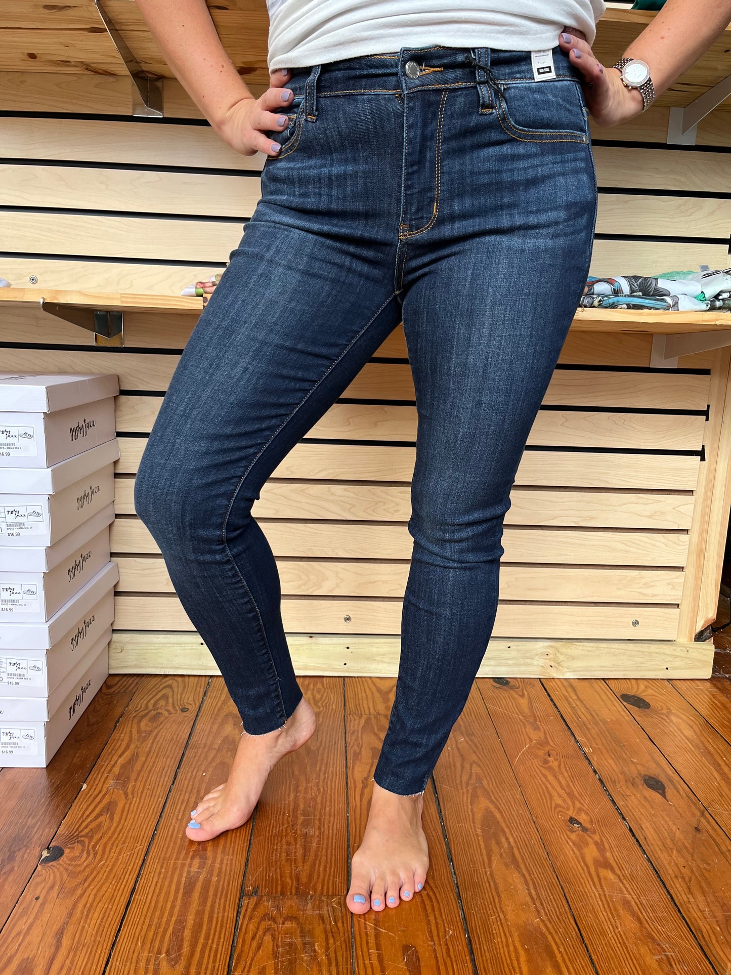 Judy Blue Raw Hem Skinny Denim Pants