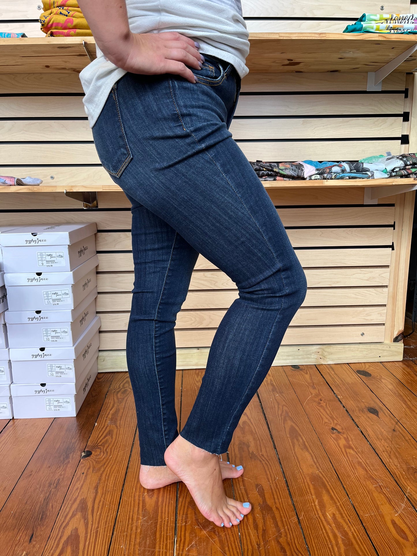 Judy Blue Raw Hem Skinny Denim Pants