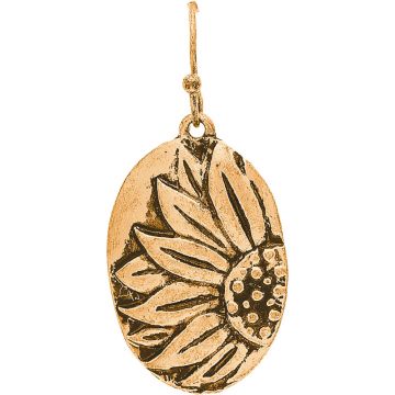 Gold Sunflower Edge Oval Earring