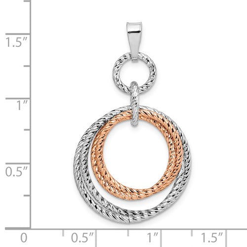 Sterling Silver Rose Gold-plated Rh-plated D/C Necklace