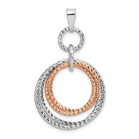 Sterling Silver Rose Gold-plated Rh-plated D/C Necklace