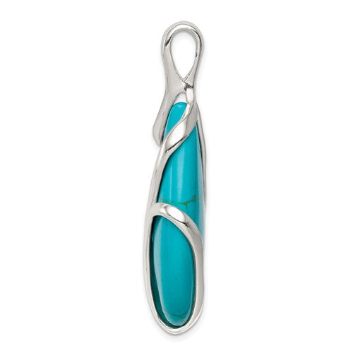 Sterling Silver Polished Synthetic Turquoise Necklace