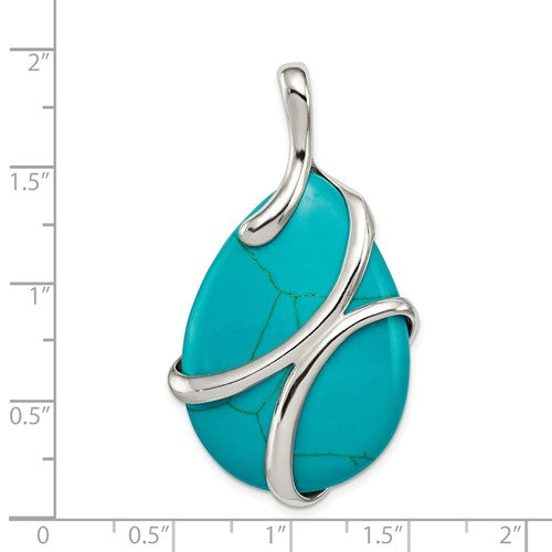 Sterling Silver Polished Synthetic Turquoise Necklace