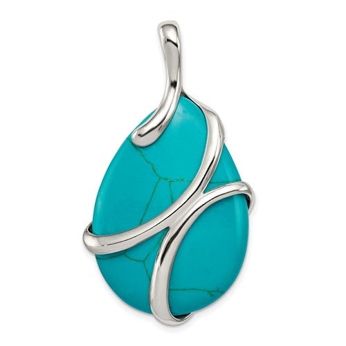 Sterling Silver Polished Synthetic Turquoise Necklace