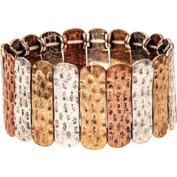 Multi Hammered Bars Stretch Bracelet