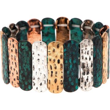 Patina Multi Hammered Bars Stretch Bracelet