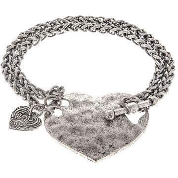 Burnished Silver Heart Toggle Bracelet