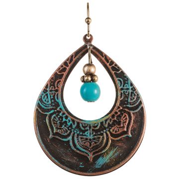 Fire Patina Turquoise Drop Earring