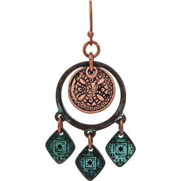 Patina Copper Kite Fringe Boho Earring