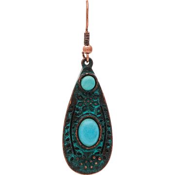 Patina Double Turquoise Gems Teardrop Earring