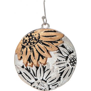 Two Tone Round Sunflower Mosaic Earring