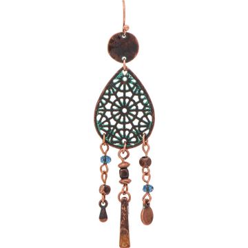 Patina Metal Bead Fringe Boho Earring