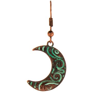 Patina Crescent Moon Earring