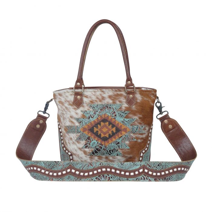 AZURE PATTERNED LEATHER & HAIRON BAG