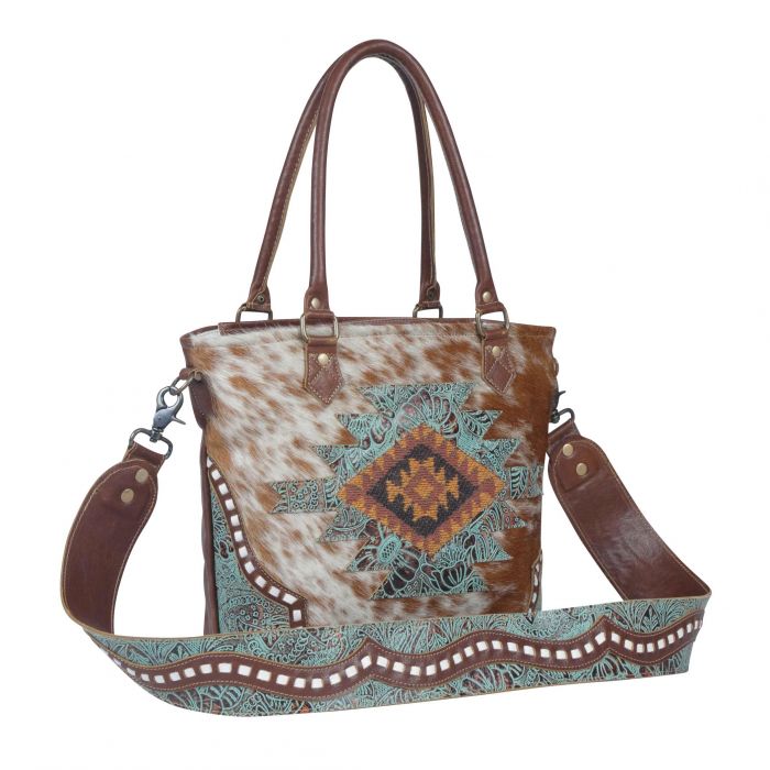 AZURE PATTERNED LEATHER & HAIRON BAG