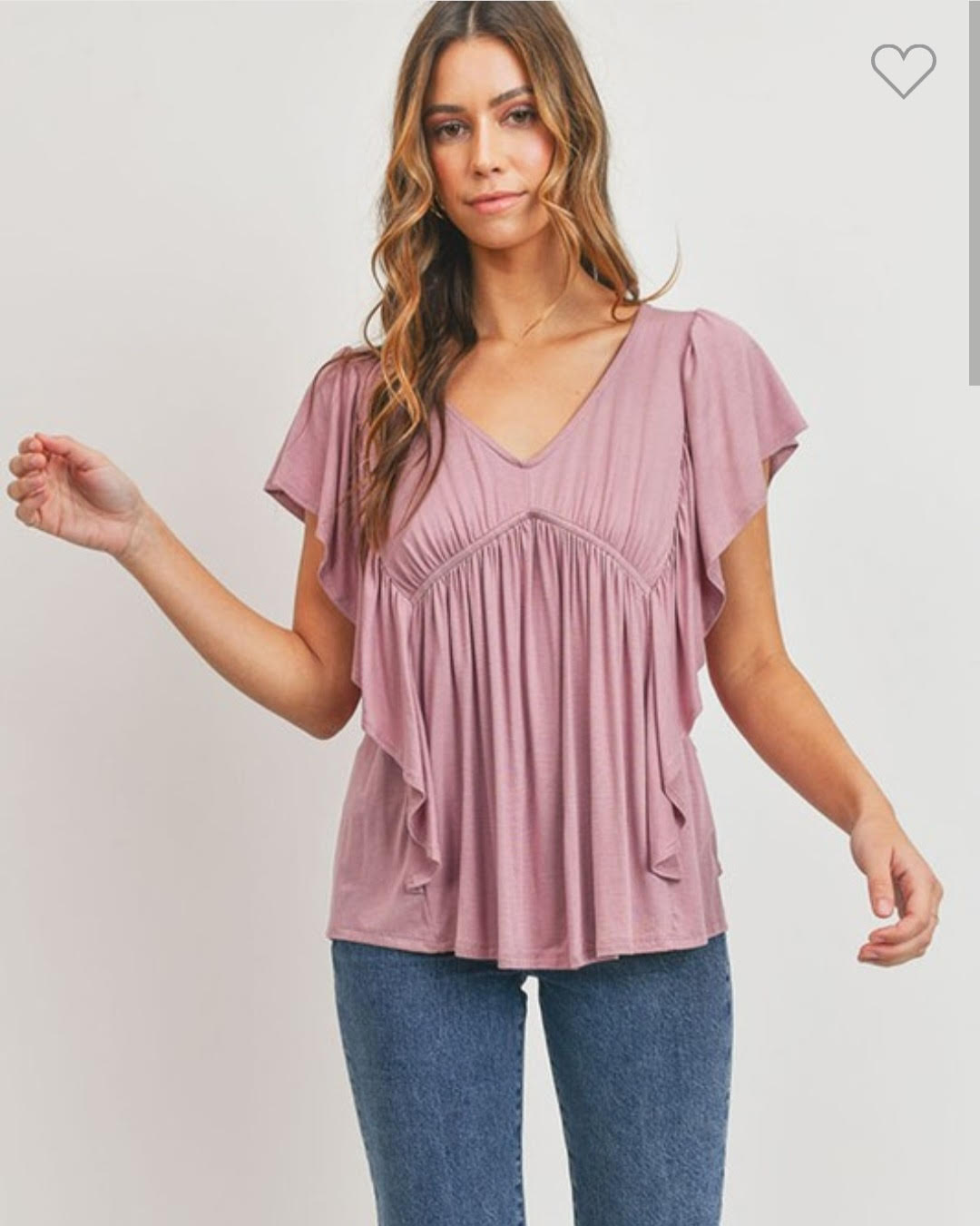 Ruffle Trim Baby Doll Knit Top