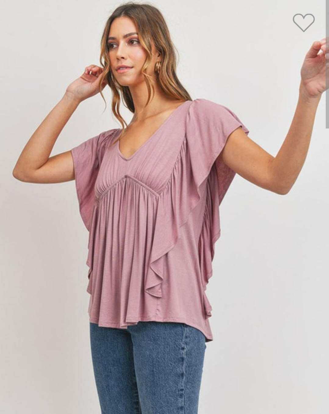 Ruffle Trim Baby Doll Knit Top